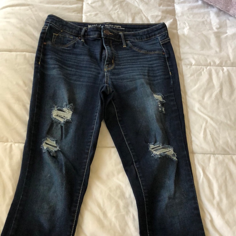Mid Rise Destroyed Denim
